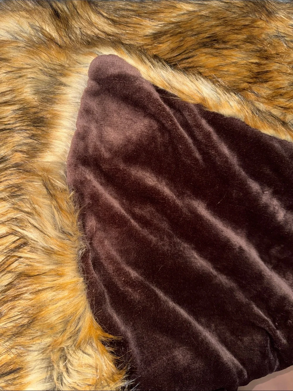 Lux Faux Fur Throw Blanket in Warm Fuax Fur Brown